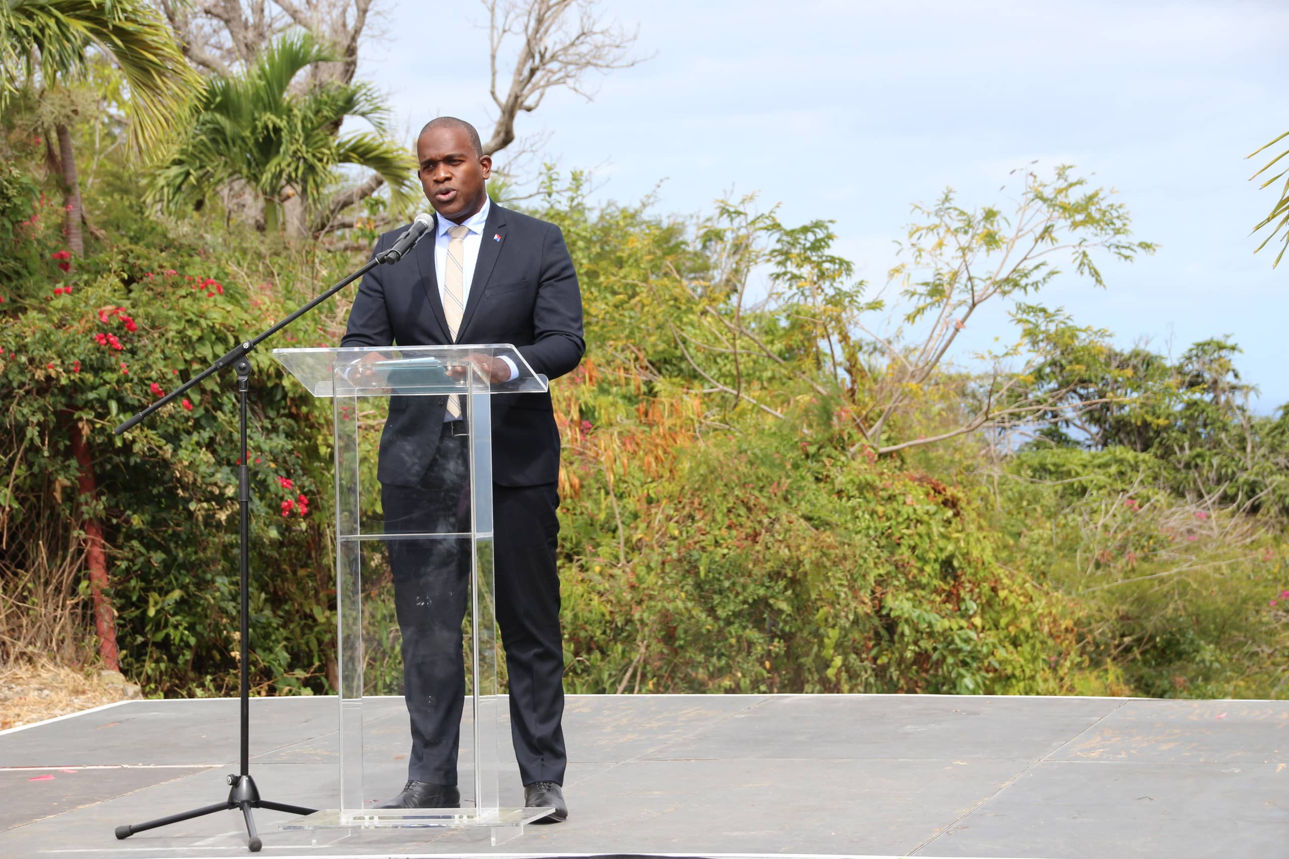 Governor Baly delivers a speech at the 375th anniversary of the Treaty of Concordia.